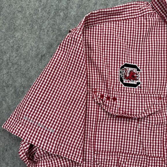 South Carolina Gamecocks Columbia PFG Super Bonehead Fishing Shirt Men L Red - Picture 3 of 15
